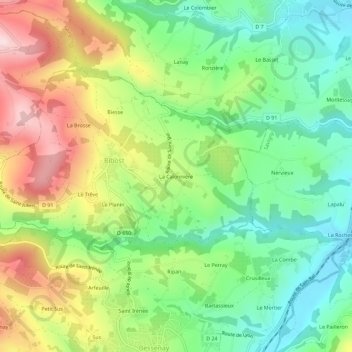 Carte topographique La Calonnière, altitude, relief