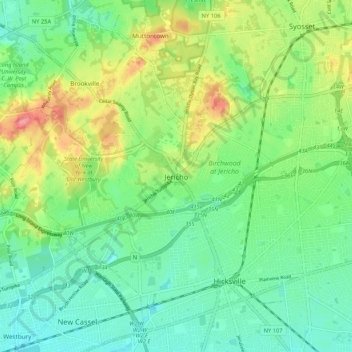 Carte topographique Jericho, altitude, relief