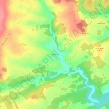 Carte topographique Les Roches, altitude, relief
