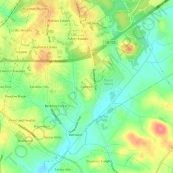 Carte topographique Camelot, altitude, relief