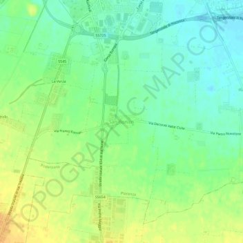 Carte topographique San Bonico, altitude, relief