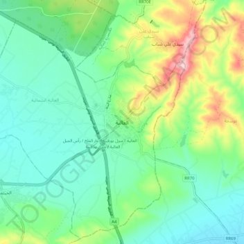 Carte topographique El Alia, altitude, relief