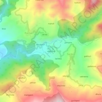 Carte topographique uttardug, altitude, relief