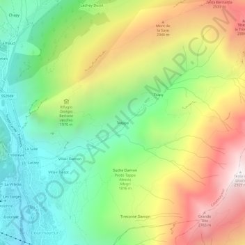 Carte topographique Trappa, altitude, relief