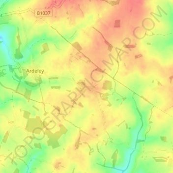 Carte topographique Moor Green, altitude, relief