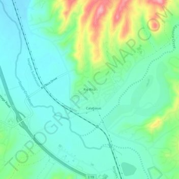 Carte topographique Rio Rico, altitude, relief