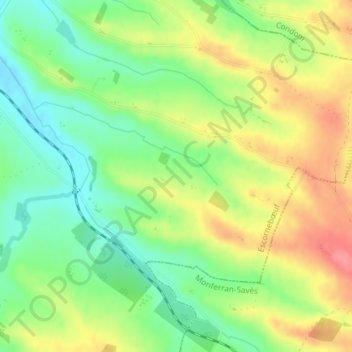 Carte topographique Le Cazalas, altitude, relief