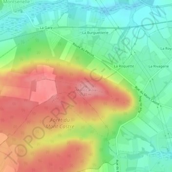 Carte topographique Mont Castre, altitude, relief