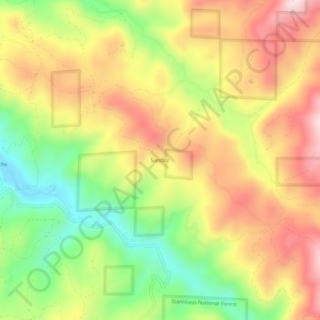 Carte topographique Sandoz, altitude, relief