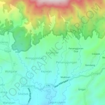 Carte topographique kasimpar, altitude, relief