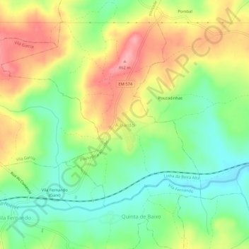 Carte topographique Albardo, altitude, relief