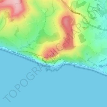 Carte topographique Golden Cap, altitude, relief