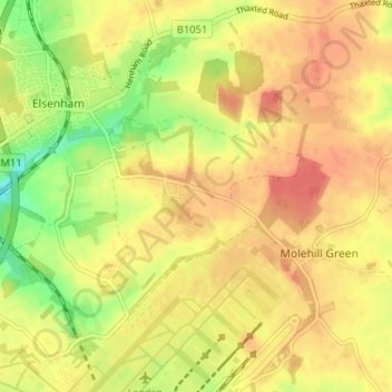 Carte topographique Gaunt's End, altitude, relief