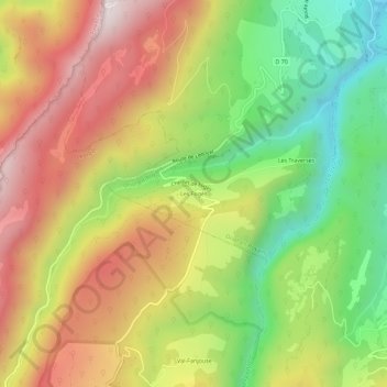 Carte topographique Les Fogès, altitude, relief