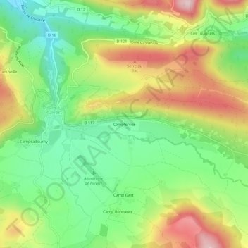 Carte topographique Campferrier, altitude, relief