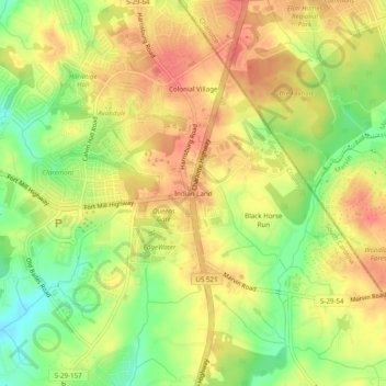 Carte topographique Indian Land, altitude, relief