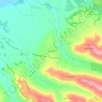 Carte topographique Les Faures, altitude, relief