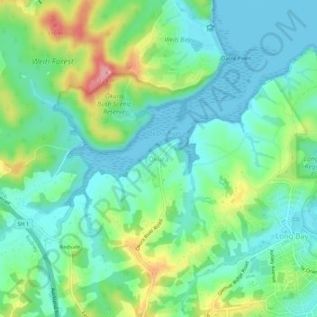 Carte topographique Ōkura, altitude, relief