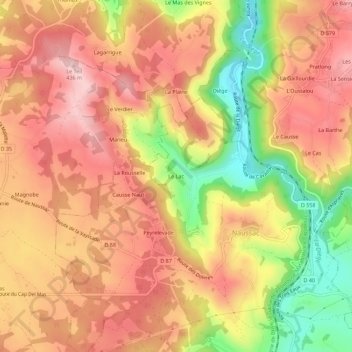 Carte topographique Le Lac, altitude, relief