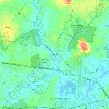 Carte topographique East Acton, altitude, relief