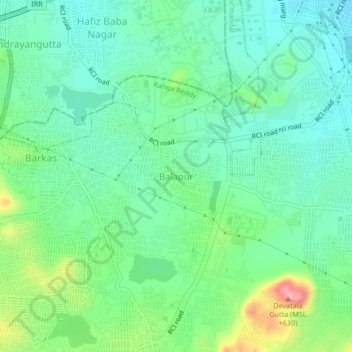 Carte topographique Balapur, altitude, relief