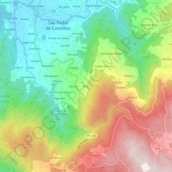 Carte topographique Areal, altitude, relief