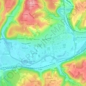 Carte topographique Les Chabrat, altitude, relief