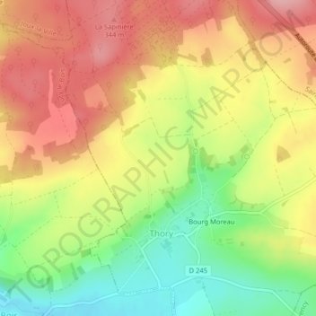 Carte topographique Chavin, altitude, relief