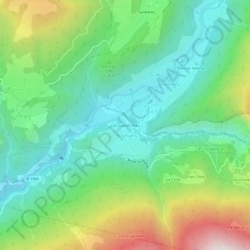 Carte topographique Les Grands Prés, altitude, relief