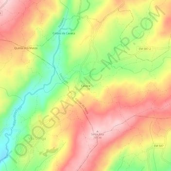 Carte topographique Cavaca, altitude, relief