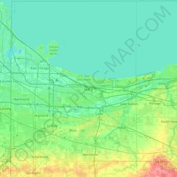 Carte topographique Gary, altitude, relief