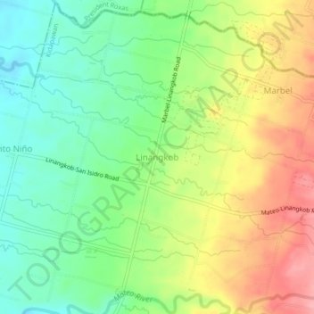 Carte topographique Linangkob, altitude, relief