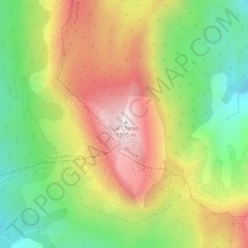 Carte topographique Observatoire du Mont-Chiran, altitude, relief