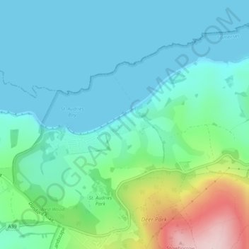 Carte topographique Quantock, altitude, relief
