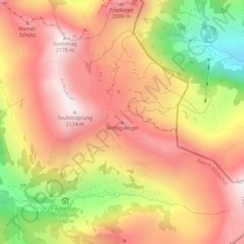 Carte topographique Mittagskogel, altitude, relief