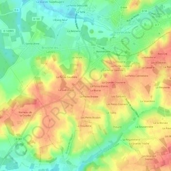 Carte topographique Le Petit Douet, altitude, relief