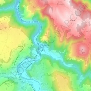 Carte topographique Peyredeyre, altitude, relief