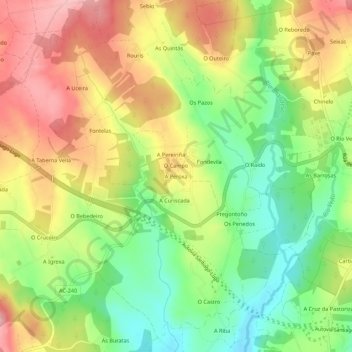 Carte topographique A Peroxa, altitude, relief