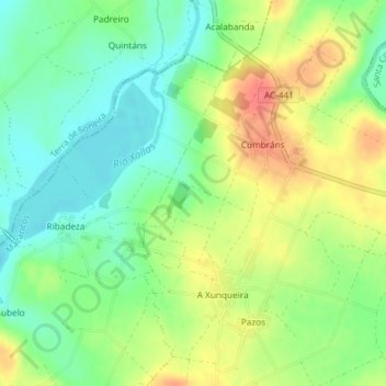 Carte topographique Agra de San Cosme, altitude, relief