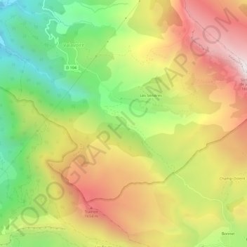 Carte topographique Gigouret, altitude, relief