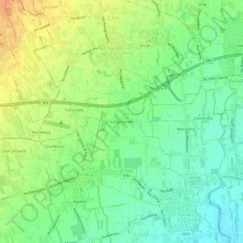 Carte topographique Cà Ferronato, altitude, relief