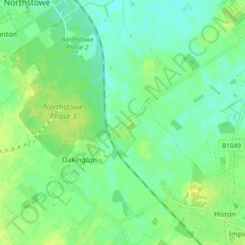 Carte topographique Westwick, altitude, relief