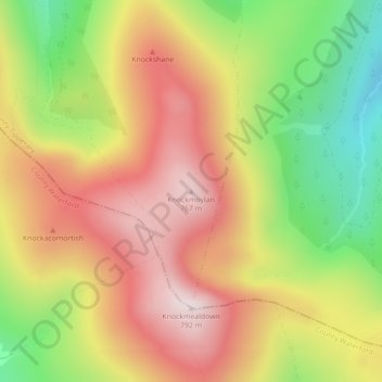 Carte topographique Knockmoylan, altitude, relief