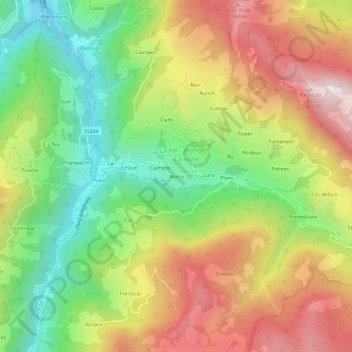 Carte topographique Murin, altitude, relief
