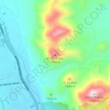 Carte topographique El Colorado, altitude, relief