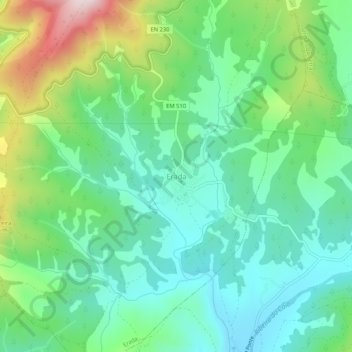 Carte topographique Erada, altitude, relief