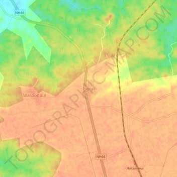 Carte topographique Piprai, altitude, relief