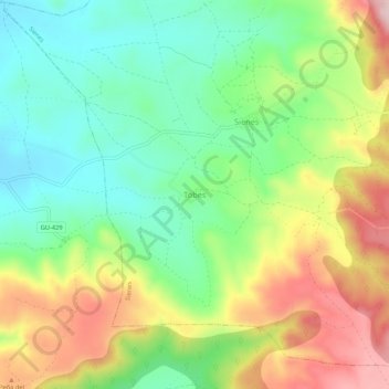 Carte topographique Tobes, altitude, relief