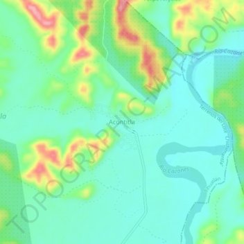Carte topographique Acontitla, altitude, relief