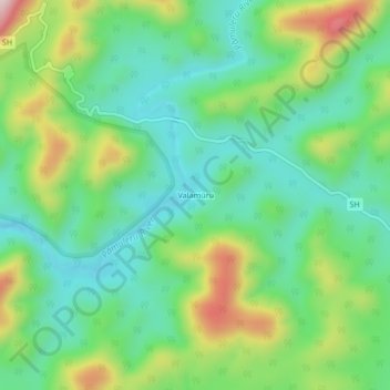 Carte topographique Valamuru, altitude, relief